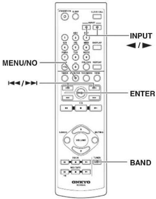 STANDARD Sleep CLOCK CALL INPUT INPUT / ► MENU/NO ENTER BAND ONRYO