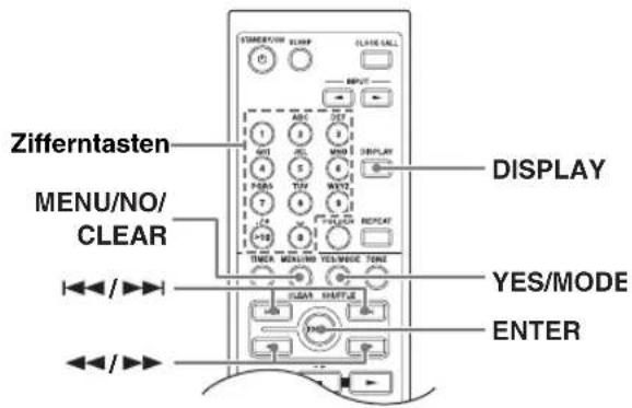 Zifferntasten MENU/NO/ CLEAR DISPLAY YES/MODE ENTER