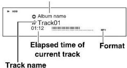 Album name Track01 01:12 Elapsed time of current track Track name Format