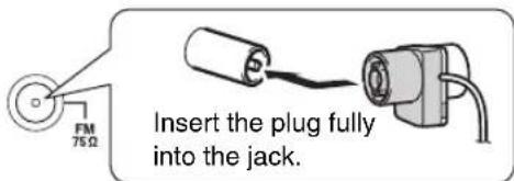 FM 75 Ω Insert the plug fully into the jack.