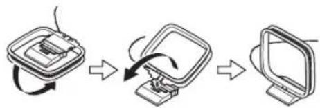ONKYO BR-925 - Assemble the AM loop antenna, inserting the tabs into the base, as shown. - 1