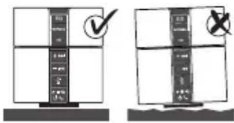 Diagram showing two panels of a device with checkmark and cross symbols, likely illustrating status or inspection.
