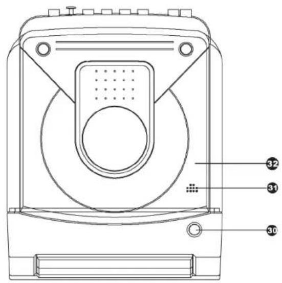 Technical diagram of a device with numbered components labeled 30, 31, and 32