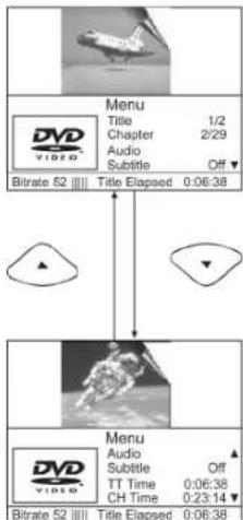 Menu Title 1/2 Chapter 2/29 Audio Off Subtile Bitrate 52 Title Elapsed 0:06:38 DVD VIDEO DVD Video DVD Video Audio Off Subtile TT Time 0:06:38 CH Time 0:23:14 Bitrate 52 Title Elapsed 0:06:38