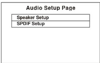 Audio Setup Page Speaker Setup SPDIF Setup