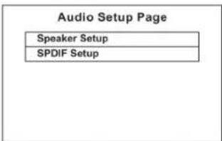 Audio Setup Page Speaker Setup SPDIF Setup