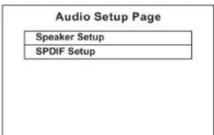 Audio Setup Page Speaker Setup SPDIF Setup