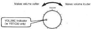 Makes volume softer Makes volume louder VOLUME Indicator (* YST-C30 only)