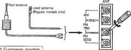 Rod antenna Lead antenna (Regular models only) ANT 4M GND= FM 750 FM 3000 European models
