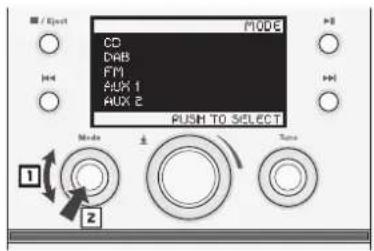 MODE CD DWB FM FM 1 FM 2 PUSH TO SELECT Mode A Tone 1 2