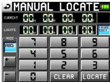 MANUAL LOCATE CURRENT 0H 0H 0S 0S LOCATE 0H 0H 0S 0S MODE - 7 8 9 ABS 4 5 6 + : 2 3 - 3 CLEAR LOCATE