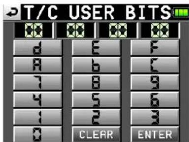T/C USER BITS 0 1 2 3 d E F A B C 7 8 9 4 5 6 1 2 3 0 CLEAR ENTER
