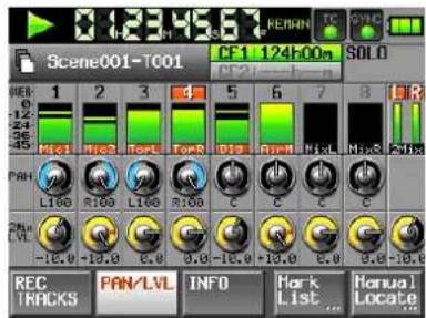0:12345.67 REMAN TC SWE Scene001-T001 CF1 124h00m SOLO 1 2 3 4 5 6 7 8 R Mio1 Mio2 Tork Tork Dls Nph NisL NisR L180 L190 R190 C C C C -12.0 -13.0 0.0 -13.0 +13.0 0.0 -13.0 REC TRACKS PAN/LVL INFO Mark List Manual Locate