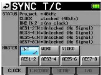 TASCAM HS-P82 - Die Registerkarte CLOCK - 1