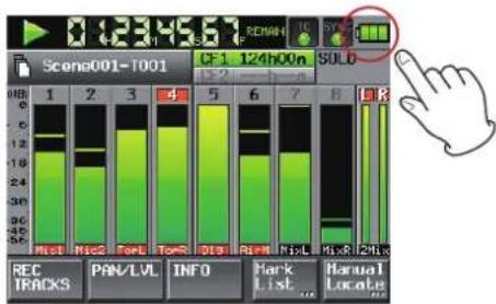 TASCAM HS-P82 - Anzeige der Batteriekapazität - 1