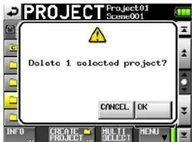 TASCAM HS-P82 - Ein Projekt löschen - 2