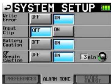 TASCAM HS-P82 - Die Registerkarte ALARM TONE - 1