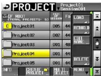 PROJECT Project01 Session001 CF ROOT TOTAL PROJECTS: 57 C Project.01 005 44 Project.02 002 44 Project.03 001 48 Project.04 001 44 Project.05 001 44 INDO EDITOR SELECT MENU