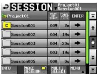 SESSION Project01 Session001 Project01 C Session001 009 2n Session002 004 19s Session003 004 20s Session004 003 19s Session005 000 0s INFO MIKE MULTI MENU SESSION SELECT