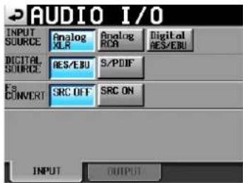 TASCAM HS-2 - Die Registerkarte INPUT - 1