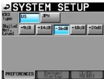 TASCAM HS-2 - Die Registerkarte PREFERENCES - 1
