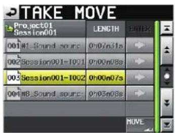 TAKE MOVE Project01 Session001 LENGTH ENTER 001 #1Sound sourc 0h07n31s 002 Session001-1001 0h00n08s 003 Session001-1002 0h00n07s 004 #8Sound sourc 0h03n08s MOVE