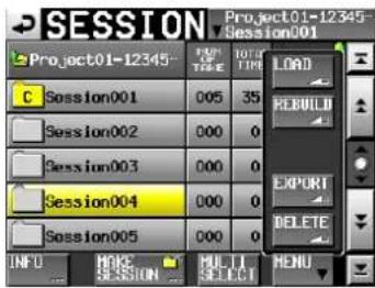 SESSION Project01-12345- Session001 C Session001 005 35 Session002 000 0 Session003 000 0 Session004 000 0 Session005 000 0 INFO MAKE SELECT NULL MENU
