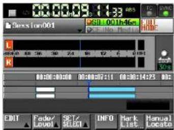 TASCAM HS-2 - Einen Bereich auswählen, der kopiert, ausgeschnitten oder gelöscht werden soll - 1