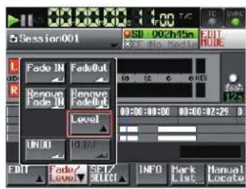 TASCAM HS-2 - Den Wiedergabepegel für den markierten Bereich festlegen (Level) - 1