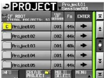 PROJECT Project01 CF ROOT CTOTAL PROJECTS: 5T Project01 001 44k Project02 002 44k Project03 001 48k Project04 001 44k Project05 001 44k INDU GRODIC SELECT MENU