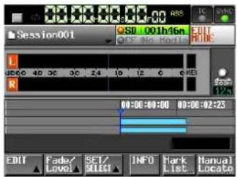 TASCAM HS-2 - Tippen Sie auf die Schaltfläche EDIT MODE, um die Editierfunktionen zu aktivieren. - 1