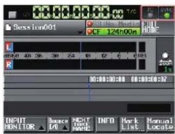 Session001 CF 124h00m 00:00:00:00 00:00:00:07 INPUT HONITOR D0 NEXT TEXT NAME INFO Mark List Manual Locate