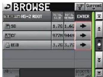 BROWSE HS-2 ROOT 1.7G 1.6G 977H 944H 3.7G 3.7G ENTER Insert File