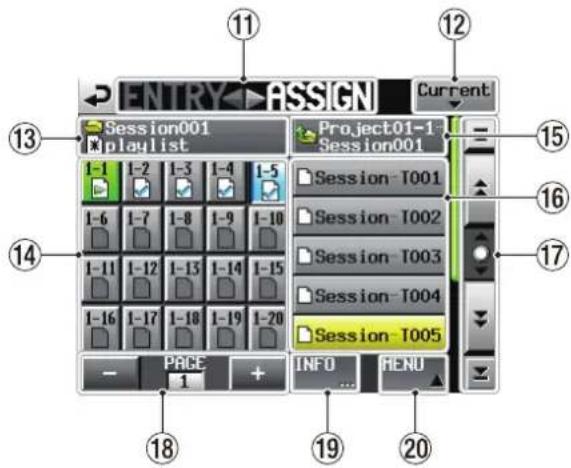 ENTRY ASSIGN Current Session001 Project01-1 * playlist Session001 1-1 1-2 1-3 1-4 1-5 1-6 1-7 1-8 1-9 1-10 1-11 1-12 1-13 1-14 1-15 1-16 1-17 1-18 1-19 1-20 Session T001 Session T002 Session T003 Session T004 Session T005 PAGE INFO MENU 1 + 20