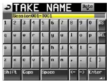 TAKE NAME Session001-1001 1 2 3 4 5 6 7 8 9 0 BS q u v r t y u l o p DCL a s d f g h j k l - _ z x c v b n m , - [ ] Shift Gaps Space <= -> Enter
