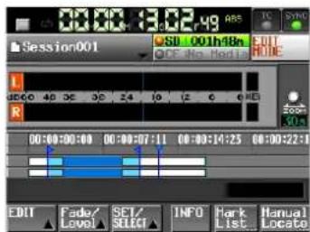 TASCAM HS-2 - Den Endpunkt des Bearbeitungsbereichs festlegen - 1