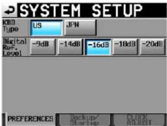 TASCAM HS-2 - Tippen Sie auf die Schaltfläche SYSTEM SETUP. - 1