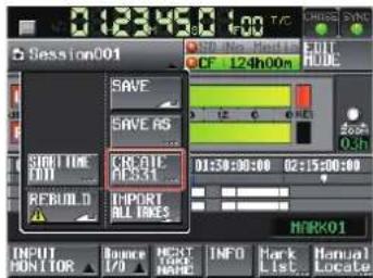 Session001 SAVE SAVE AS START TIME DIN CREBOLD IMPORT ALL ITEMS CREBOLD DIN 0:30:30:00 02:15:00:00 MARK01 INPUT HONITOR Source I/O NEXT TO NAME INFO Mark List Manual Locate