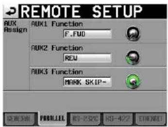 REMOTE SETUP AUX Assign AUX1 Function F.FUD AUX2 Function REU AUX3 Function MARK SKIP- CHANNEL HS-232C HS-427 E:\MOO\01