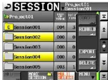 SESSION Project01 Session001 Session002 Session003 Session004 Session005 File TYPE 004 000 000 000 003 1 1 3 0 0 1 REBUILD EXPORT DELETE MENU