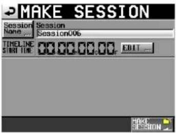 TASCAM HS-2 - Tippen Sie auf die Schaltfläche MAKE SESSION. - 1