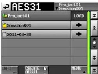 AES31 Project01 Session001 Session001 2011-03-30 LOAD CREATE MENU