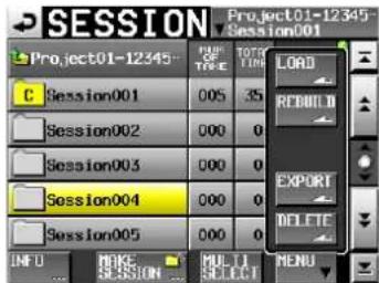 SESSION Project01-12345 Session001 C Session001 005 35 Session002 000 0 Session003 000 0 Session004 000 0 Session005 000 0 INFO MIKE MULI MENU SESSION SELECT