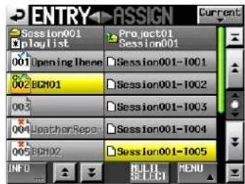 ENTRY ASSIGN Session001 playlist Project01 Session001 001 Opening there Session001-1001 002 BGM01 Session001-1002 003 Session001-1003 004 WeatherReport Session001-1004 005 BCM02 Session001-1005 INFO MENU SELECT MENU