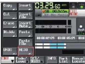 TASCAM HS-2 - Einen rückgängig gemachten Bearbeitungsvorgang wiederherstellen (REDO) - 1