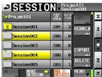 SESSION Project01 Session001 Session002 Session003 Session004 Session005 F:\MKE\SESSION\Project01\Session001 F:\MKE\SESSION\Project01\Time F:\MKE\SESSION\Time LOAD REBULLI EXPORT DELETE MENU