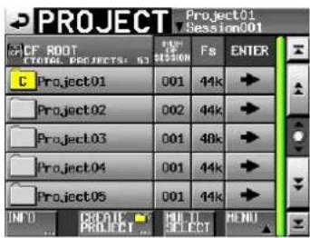 PROJECT Project01 CF ROOT TOTAL PROJECTS: 57 Project01 001 44k Project02 002 44k Project03 001 48k Project04 001 44k Project05 001 44k INIT CPRIATE HUI TLE PROJECT SELECT MENU