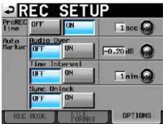 TASCAM HS-4000 - Die Registerkarte OPTIONS - 1