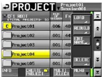 PROJECT Project01 ECTRAL PROJECTS 53 Session001 C Project01 006 48 Project02 001 44 Project03 001 48 Project04 001 48 Project05 001 48 INFO CREATE MULTI MENU