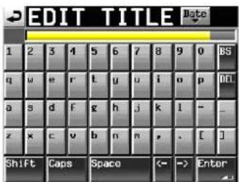 EDIT TITLE Date 1 2 3 4 5 6 7 8 9 0 BS q u e r t y u i o p OK a s d f g h j k l - _ z x c v b n m , . [ ] Shift Caps Space <- → Enter